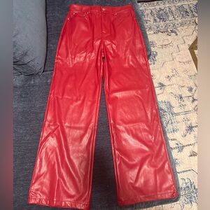 Le Lis Red Faux Leather pants